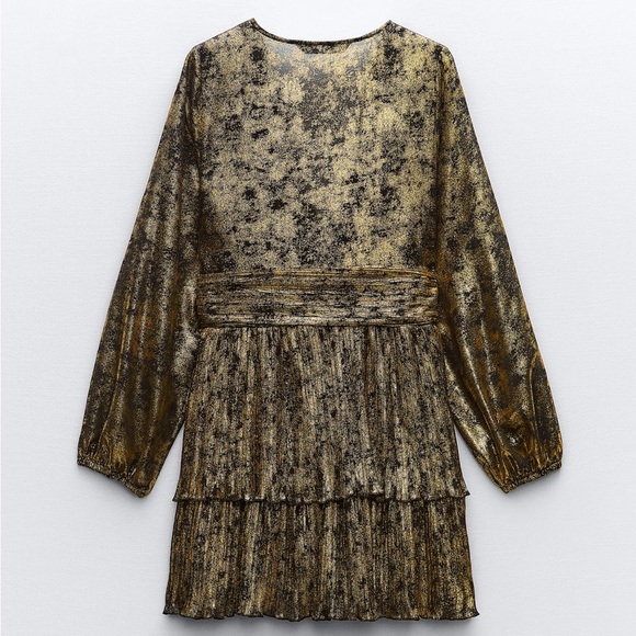 Zara limited edition Ruffled foil mini dress - Picture 3 of 5